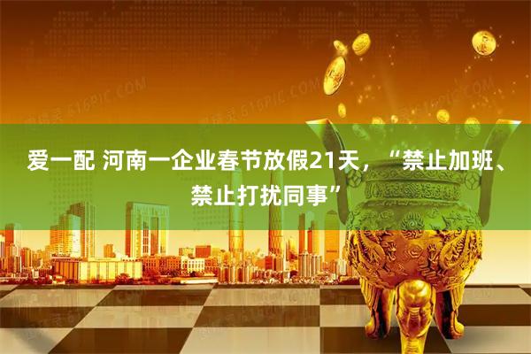 爱一配 河南一企业春节放假21天，“禁止加班、禁止打扰同事”